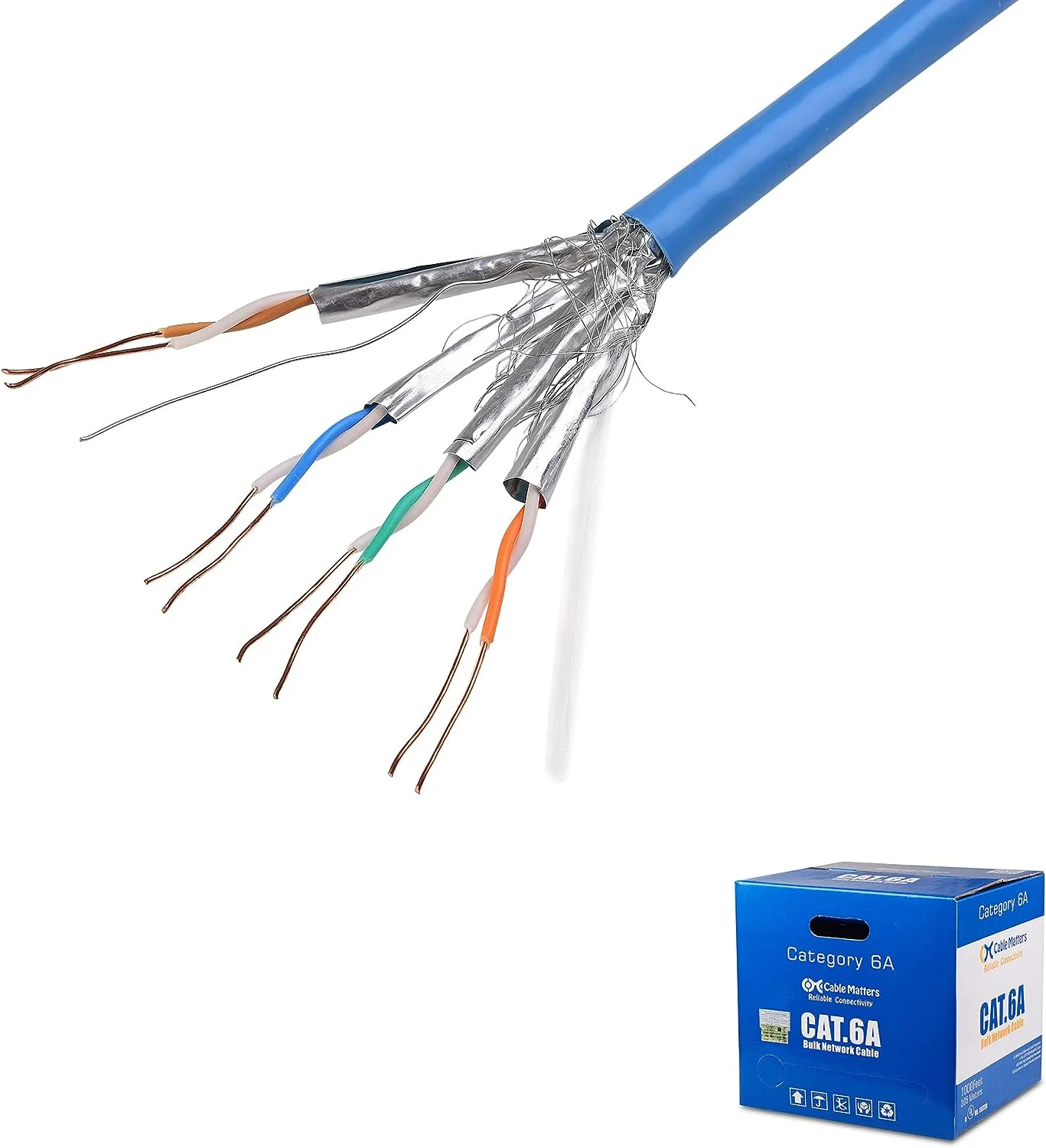 Cable Matters 10Gbps UL认证墙内裸铜屏蔽Cat 6A线缆