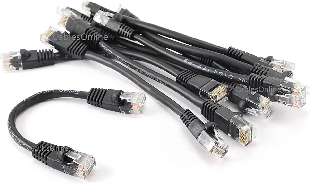 CablesOnline 10条装6英寸CAT5e UTP以太网RJ45全8线黑色跳线