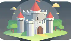 一个由盾牌保护的城堡的卡通形象，代表 Ansible 所管理的基础设施的安全措施。