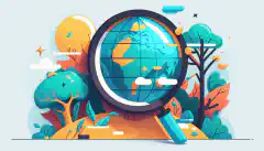 一个卡通世界地球仪，上面悬浮着一个放大镜，象征着 Presearch 平台是一个由社区驱动的去中心化搜索引擎