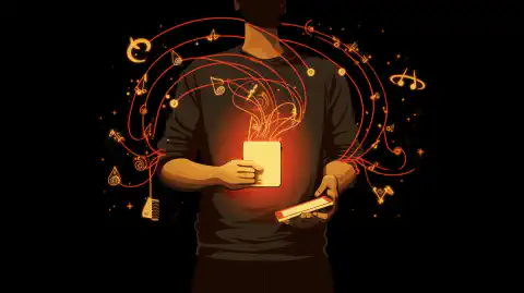 这是一幅象征性插图，一个人手持 Wi-Fi 信号，口袋里流淌着金钱符号。