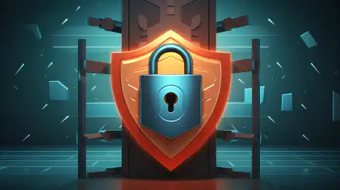 象征网络安全保护的锁和盾牌插图。