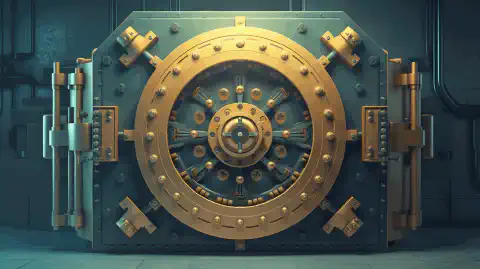 一幅象征性插图展示了一个上锁的保险库，里面装有非机密信息。
