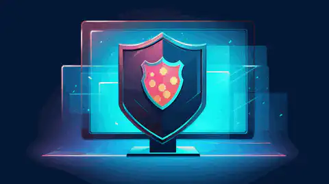 这幅插图描绘了一个保护电脑屏幕的盾牌，象征着增强网络隐私和安全。