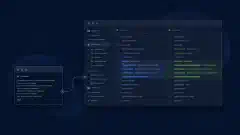终端提示符连接到编辑器选择区域和蓝绿色编程工作区中的可视化差异